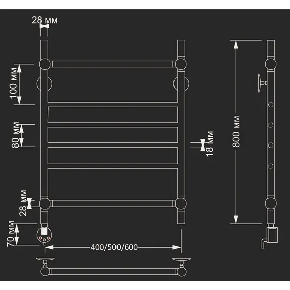 Полотенцесушитель латунный Secado Флоренция 4 электрический L/R  бронза