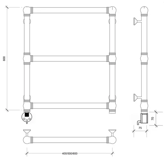Полотенцесушитель латунный Secado Фалерони 1 электрический L/R  бронза