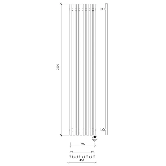 Дизайн-радиатор Secado Бергамо плюс 8  электрический L/R черный матовый