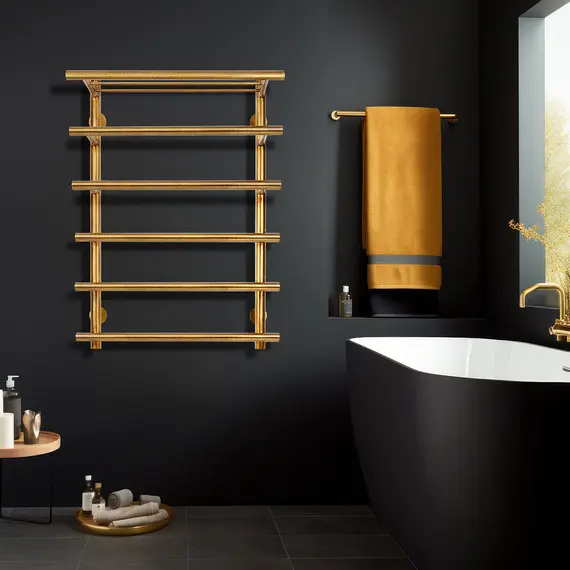 Полотенцесушитель латунный Secado Турин 6 , с полочкой , электрический L/R  бронза