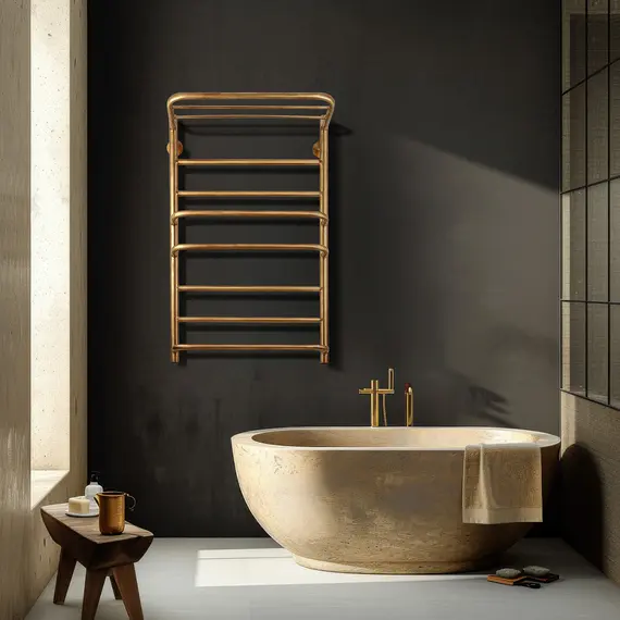 Полотенцесушитель латунный Secado Верона 2 , с полочкой , электрический L/R бронза