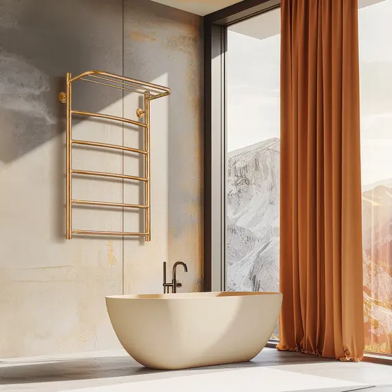 Полотенцесушитель латунный Secado Милан 4, сполочкой , электрический L/R  бронза