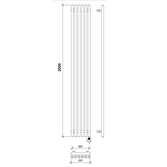 Дизайн-радиатор Secado Бергамо плюс 6  электрический L/R черный матовый