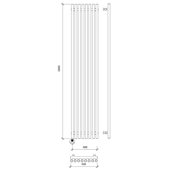 Дизайн-радиатор Secado Бергамо плюс 8  электрический L/R черный матовый
