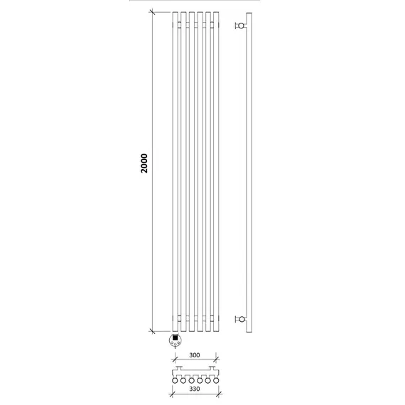 Дизайн-радиатор Secado Бергамо плюс 6  электрический L/R черный матовый