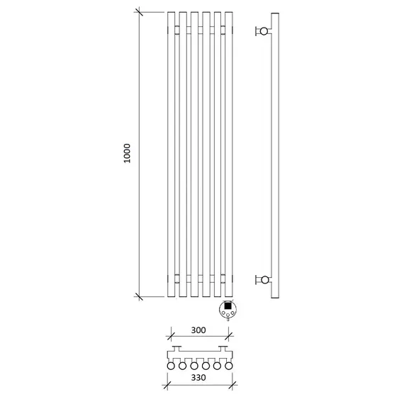 Дизайн-радиатор Secado Бергамо плюс 6  электрический L/R черный матовый
