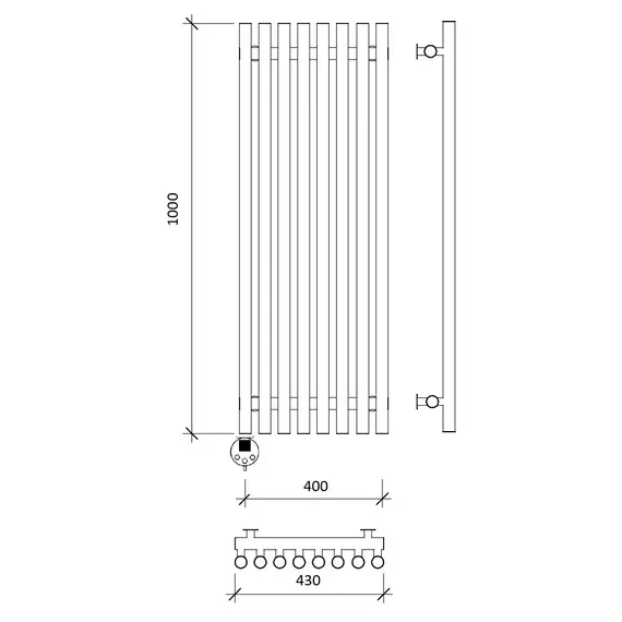 Дизайн-радиатор Secado Бергамо плюс 8  электрический L/R черный матовый