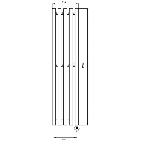 Полотенцесушитель Secado Бергамо 5К  электрический, с крючками,  L/R черный матовый