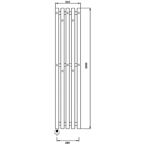 Полотенцесушитель Secado Сандриго 5К электрический, с крючками ,  L/R черный матовый