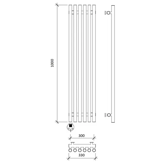 Дизайн-радиатор Secado Бергамо плюс 6  электрический L/R черный матовый