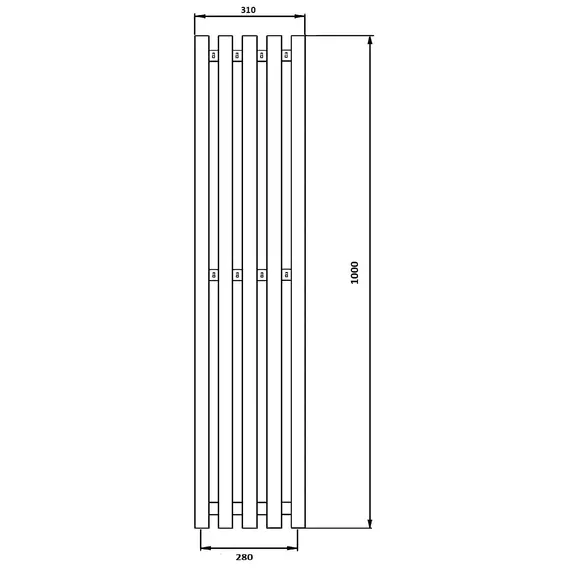 Полотенцесушитель Secado Бергамо 5К водяной, с крючками , черный матовый
