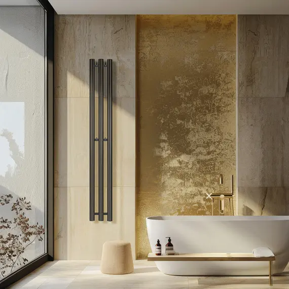 Полотенцесушитель Secado Бергамо 3К  водяной, с крючками , черный матовый