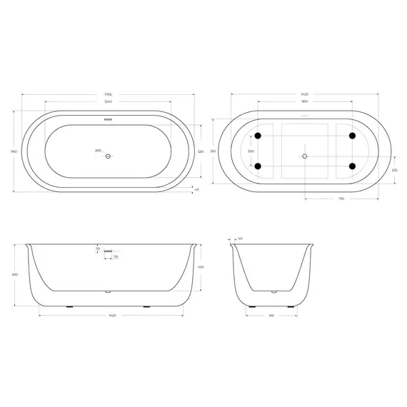 Акриловая ванна BELBAGNO BB709-1700-780
