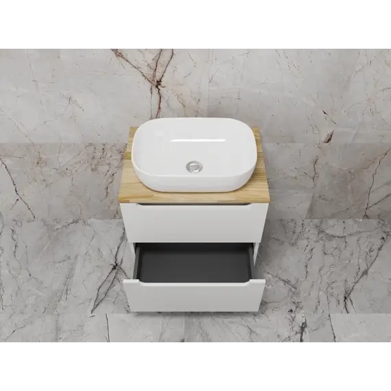 Тумба подвесная "Бали " 2 ящика со столешницей БЕЛЫЙ СОФТ