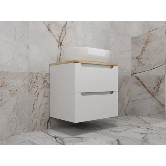 Тумба подвесная "Бали " 2 ящика со столешницей БЕЛЫЙ СОФТ