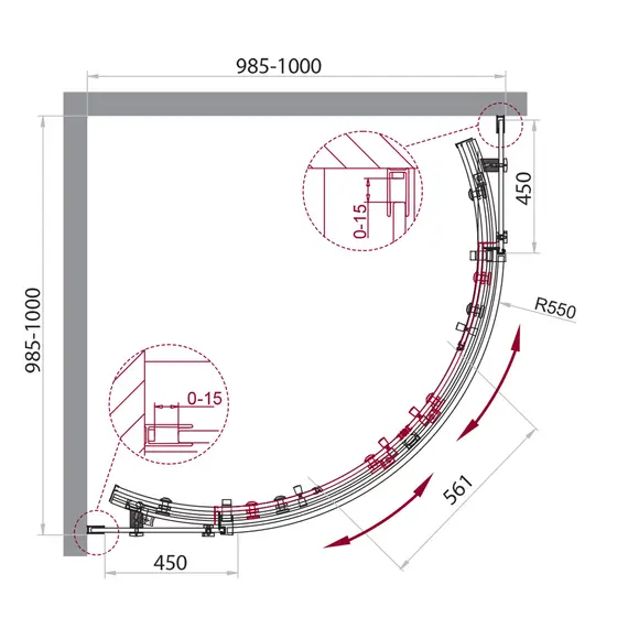 Душевой уголок BelBagno ACQUA-R-2/C-Cr