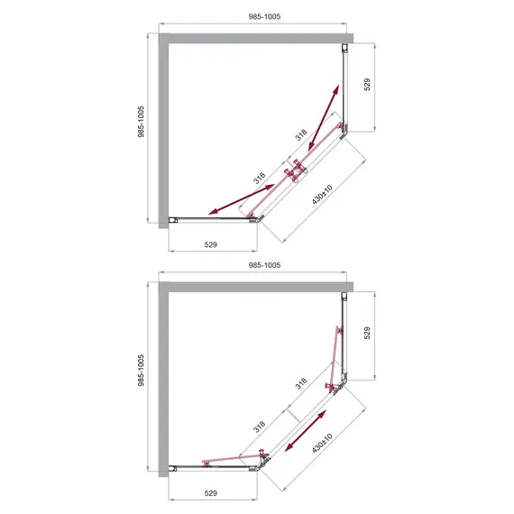 Душевой уголок BelBagno UNO-195-P-2-90/100-C-Cr