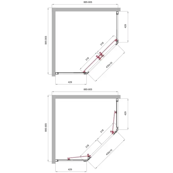 Душевой уголок BelBagno UNO-195-P-2-90-C-NERO