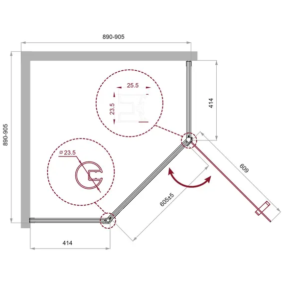Душевой уголок BelBagno UNO-195-P-1-90-CH-CR