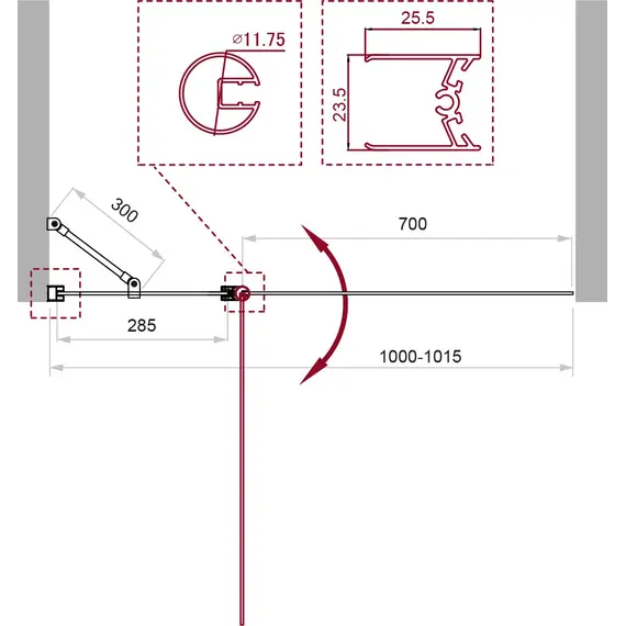 Душевая шторка на ванну BelBagno UNO-V-11-100/150-C-CR