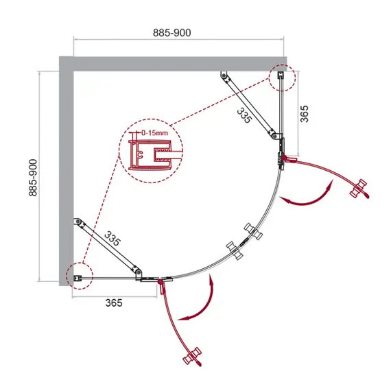 Душевой уголок BelBagno KRAFT-R-2-/C-Cr