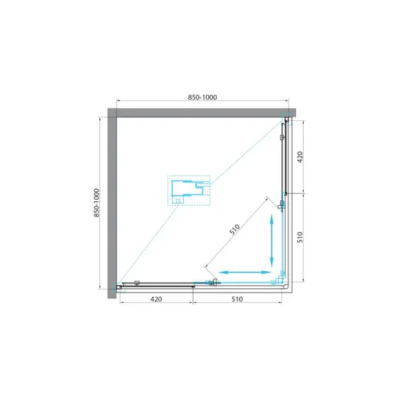 Душевой уголок BelBagno UNIQUE -A-2-85/100-M-Cr матовое