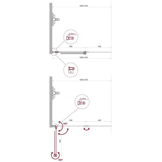 Душевая шторка на ванну BelBagno UNO-V-2-100/150-P-Cr-R