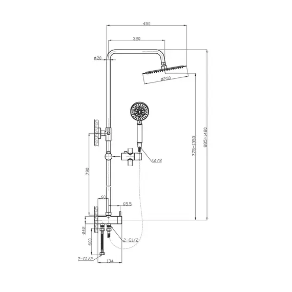 Душевая стойка BelBagno ANCONA ANCONA-DOC2FD-CRM