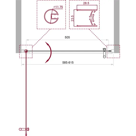 Душевая дверь BelBagno UNO-B-1-/P-Cr  матовое рифленое