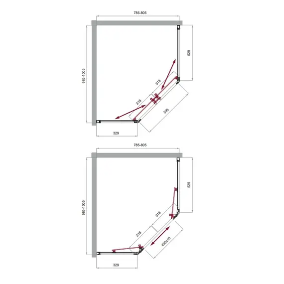 Душевой уголок BelBagno UNO-195-PH-2/-C-Cr