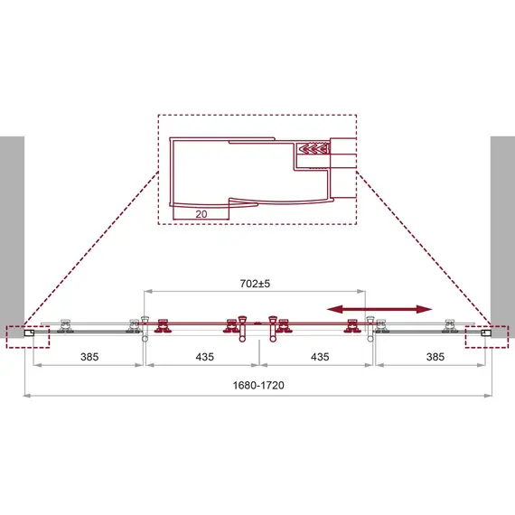 Душевая дверь BelBagno UNO-195-BF-2/P-Cr матовое рифленое