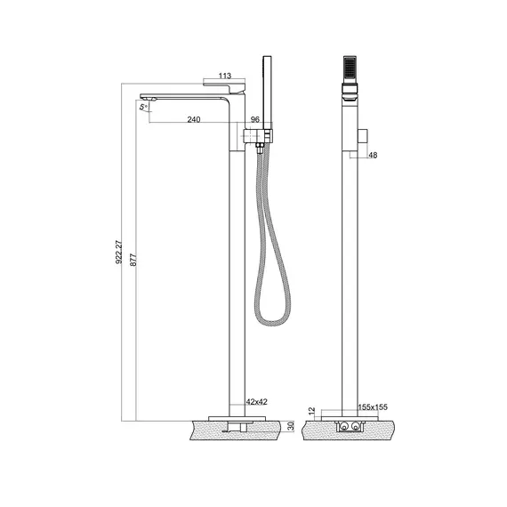 Напольный смеситель BelBagno LUCE LUC-FMT-CRM