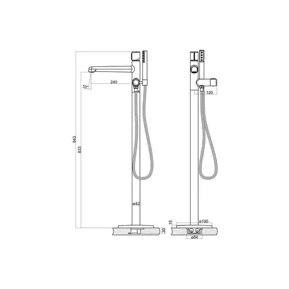Напольный смеситель BelBagno UNO UNO-FMT-NERO