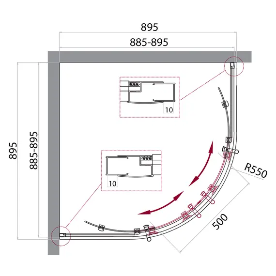 Душевой уголок BelBagno UNO-195-R-2-90-P-NERO