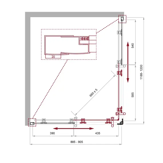 Душевой уголок BelBagno UNO-195-AH-2-120/90-P-NERO