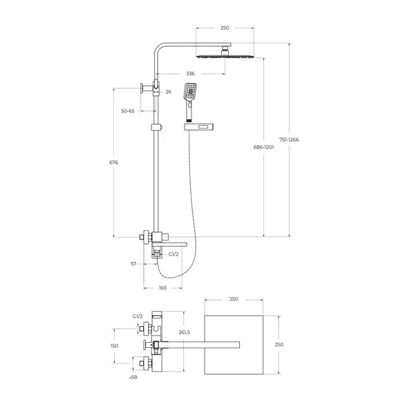 Душевая стойка BelBagno LUCE LUC-VSCM-CRM