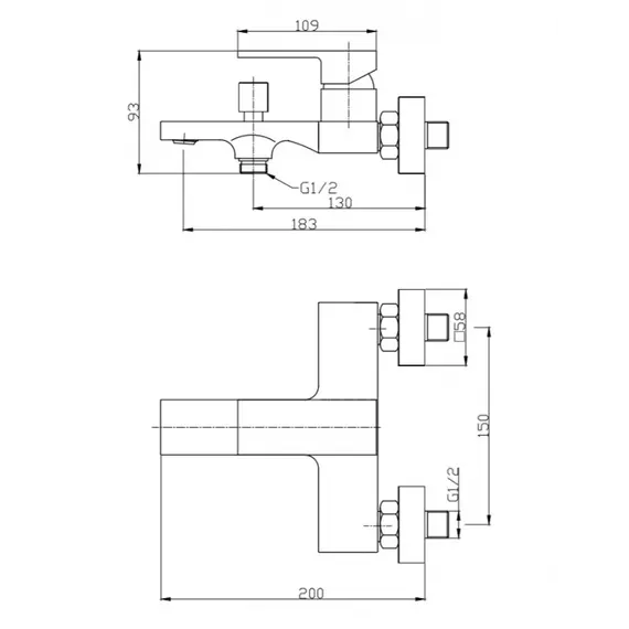 Смеситель для ванны и душа BelBagno ROMANO ROM-VAS-CRM