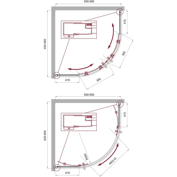 Душевой уголок BelBagno UNO-195-R-2-/P-Cr