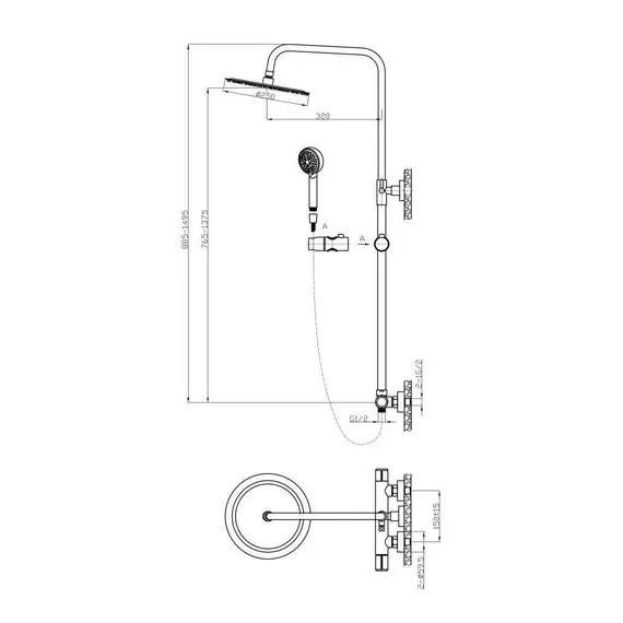 Душевая стойка BelBagno UNO UNO-DOCM-CRM