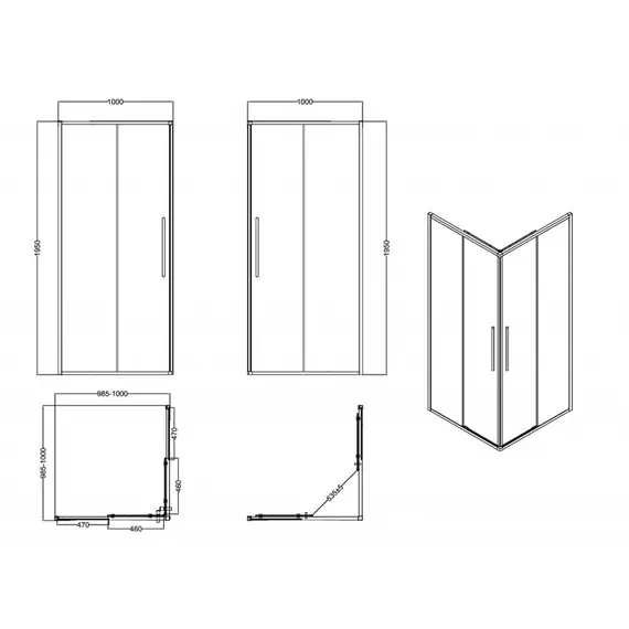 Душевое ограждение ESBANO ESS-90/100KV-C без поддона