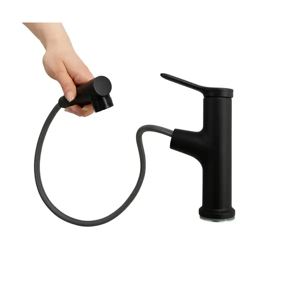 Смеситель для раковины с выдвижным изливом BelBagno BB-LVMD-NERO-W0