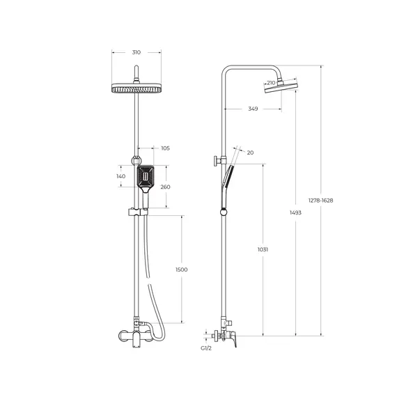 Душевая стойка со смесителем BelBagno DUE-DOCM-CRM