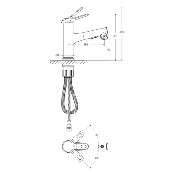 Смеситель для раковины с выдвижным изливом BelBagno BB-LVMD-CRM-W0