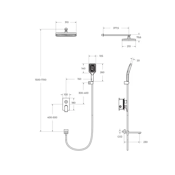 Душевой комплект встраиваемый с изливом BelBagno DUE-VDSET-CRM