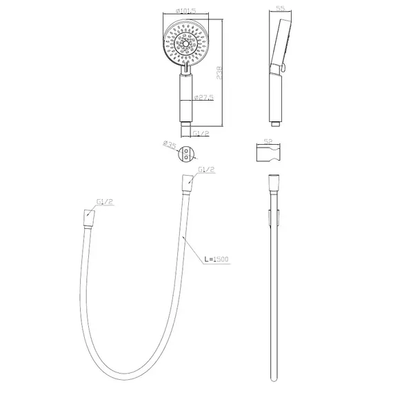 Ручной душ со шлангом и держателем BelBagno BB-DFS-5-CRM