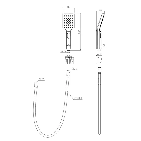 Ручной душ со шлангом и держателем BelBagno LUCE LUC-DFS-CRM