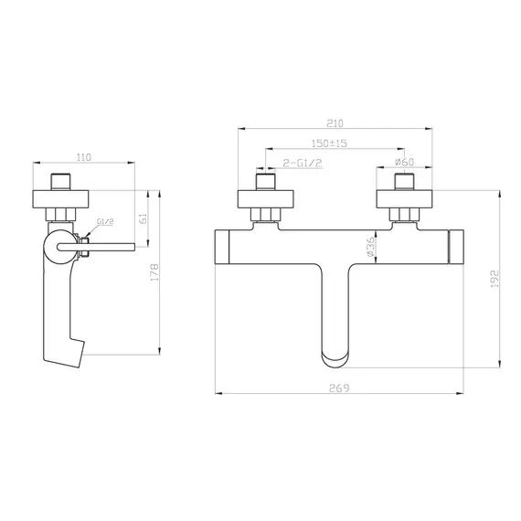 Смеситель для ванны и душа BelBagno ACQUA ACQUA-VASM-CRM