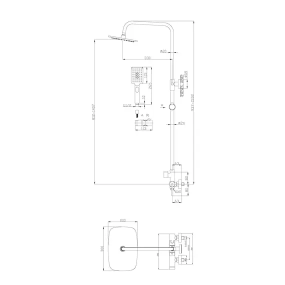 Душевая стойка BelBagno ACQUA ACQUA-DOCM-CRM