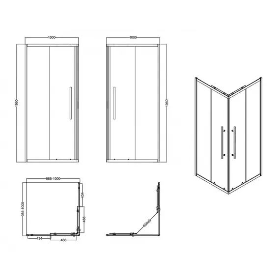 Душевое ограждение ESBANO ESF-90/100KV-B  без поддона