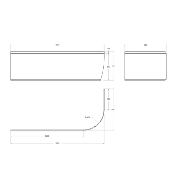 Передняя панель для акриловой ванны CEZARES METAURO CORNER-180-SCR-R-W37